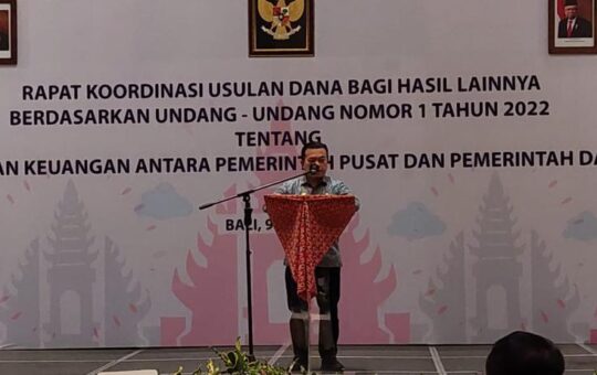 Gubernur Jambi, Al Haris pada Rapat Koordinasi Usulan Dana Bagi Hasil Lainnya Berdasarkan Undang Undang Nomor 1 Tahun 2022 tentang Hubungan Keuangan antara Pemerintah Pusat dan Pemerintah Daerah, yang berlangsung di The Anvaya Beach Resort Bali (Foto: Erit)