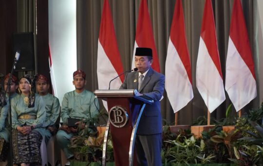 Gubernur Jambi, Al Haris, saat Pengukuhan Kepala Perwakilan Bank Indonesia Provinsi Jambi, betempat di Swiss-Belhotel Jambi, Senin, 10 April 2023. (Foto: Harun)